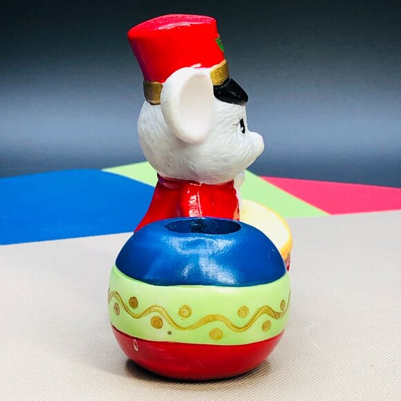 Vintage 90s HOLIDAY FRIENDS Mouse Drummer Candleholder Bisque Figurine - Picture 5 of 11